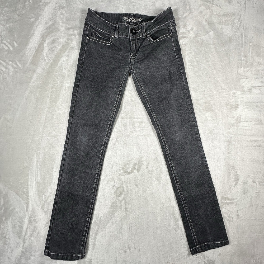 Bubblegum Skinny Jeans Womens 11/12‎ Faded Black Rhinestone Pockets B11497-300B